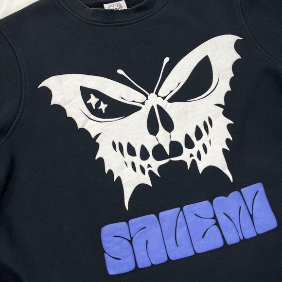 Salem7 Sz Small Pullover Sweatshirt Skull Butterfly Black Long Sleeve Skateboard - Picture 4 of 9
